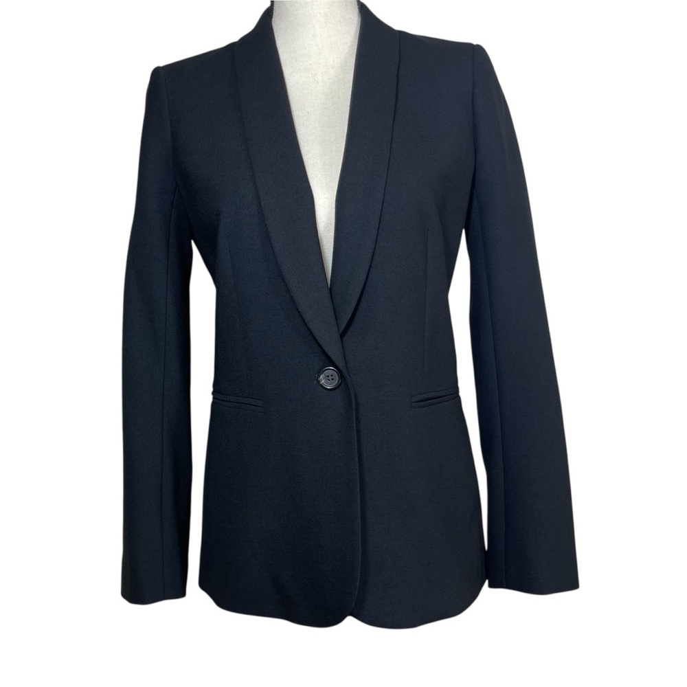 J.Crew Parke Blazer Wool Blend Black, Sz 0, One-Button Preppy G7726
